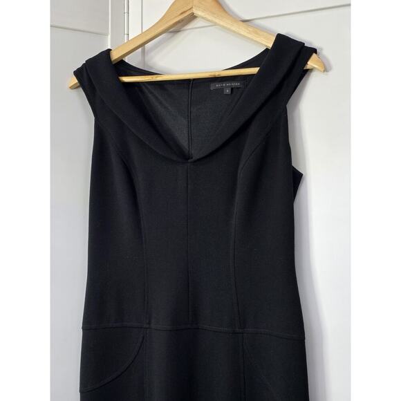 David Meister Womens Back Zip Short Sleeve V Neck Sheath Dress Black Size 4 - Picture 2 of 8